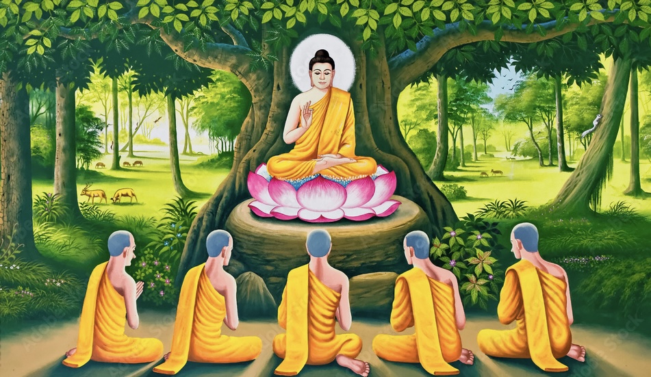 Buddha Gives Discourses to His Followers