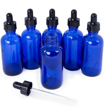 Blue Glass Dropper Bottles for Creating Crystal Elixirs